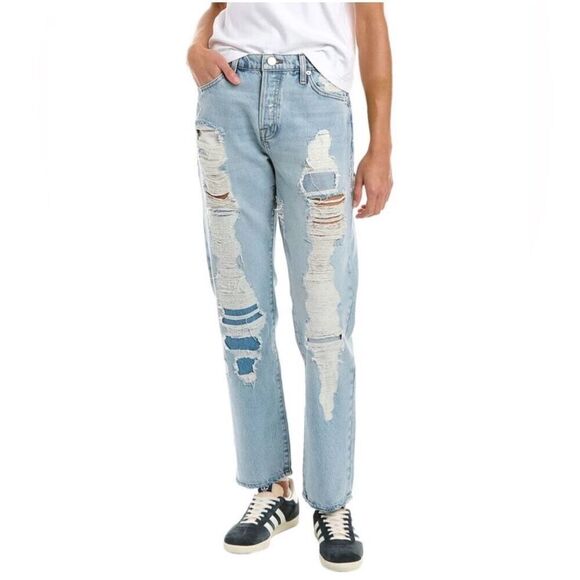 FRAME Le Slouch distressed straight leg jeans in drenched - Picture 1 of 9